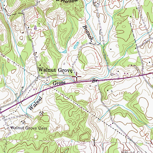 Topographic Map of Walnut Grove Baptist Church, TN