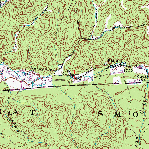 Topographic Map of Webbs Creek United Methodist Church, TN