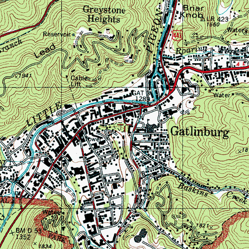 Topographic Map of White Oak Flats Cemetery, TN