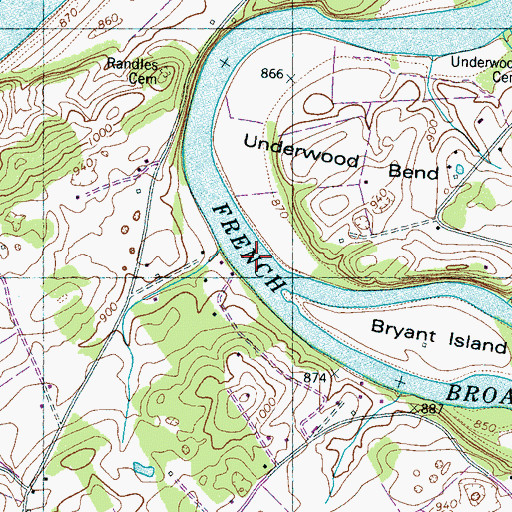 Topographic Map of Wild Bull Shoals, TN