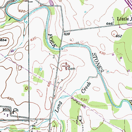 Topographic Map of Alexander Cemetery, TN