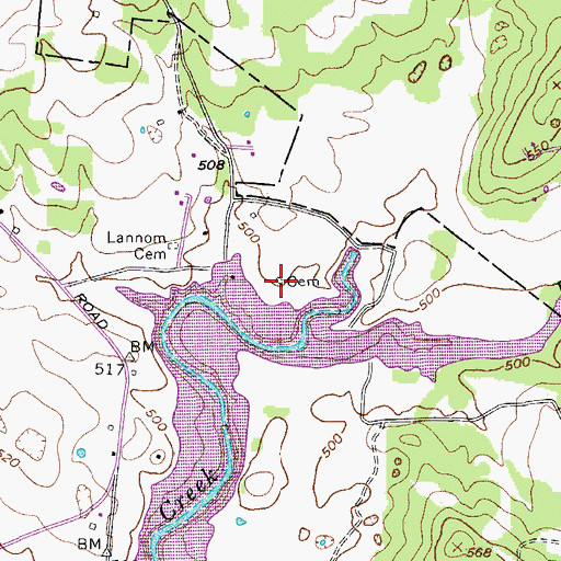 Topographic Map of Barber Cemetery, TN