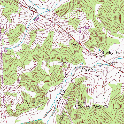 Topographic Map of Barnes-Coleman Cemetery, TN