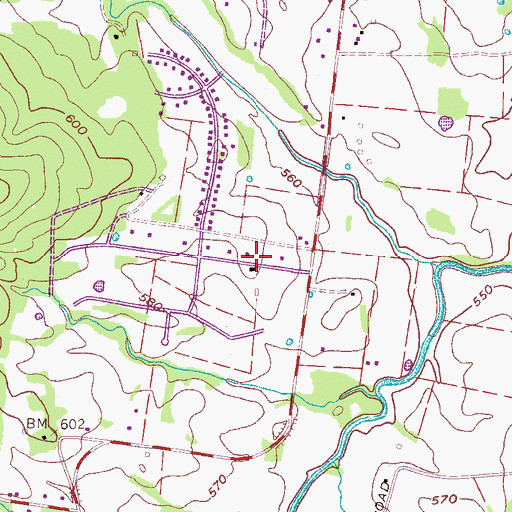 Topographic Map of Batey Cemetery, TN