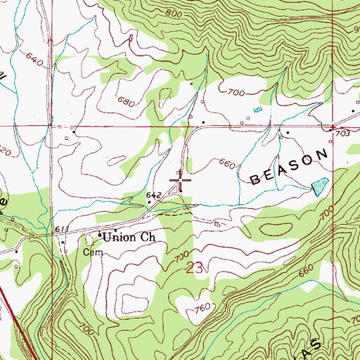 Topographic Map of Beason Cove, AL