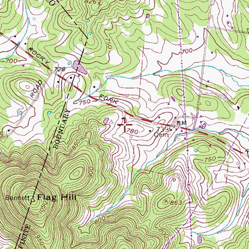 Topographic Map of Bennett Cemetery, TN