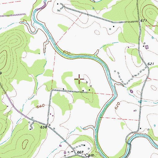 Topographic Map of Bevins Cemetery, TN