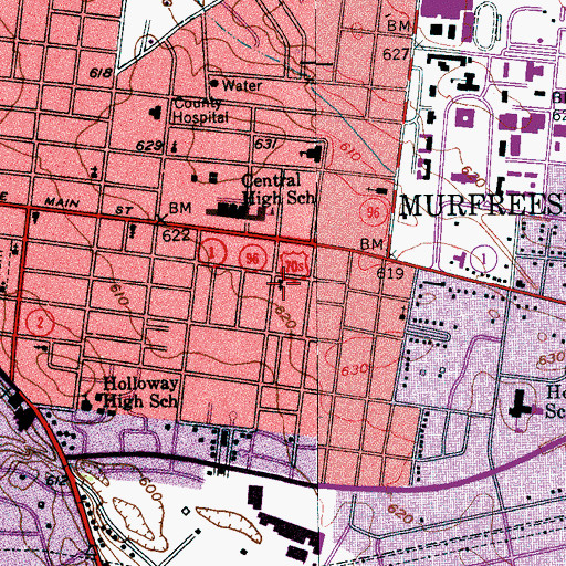Topographic Map of Bilbro Street Church of God, TN