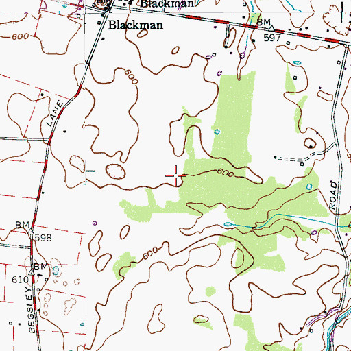 Topographic Map of Blackman Cemetery, TN