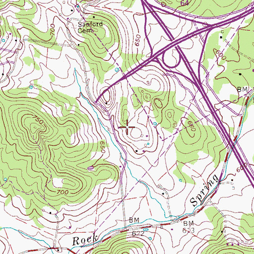 Topographic Map of Blair Cemetery, TN