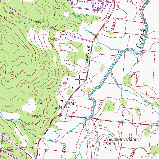 Topographic Map of Boring Cemetery, TN