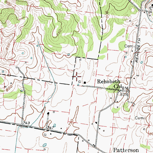 Topographic Map of Bowen-Snell Cemetery, TN