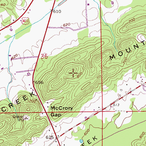 Topographic Map of Beaver Creek Mountains, AL