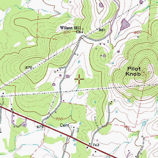 Topographic Map of Brandon Cemetery, TN
