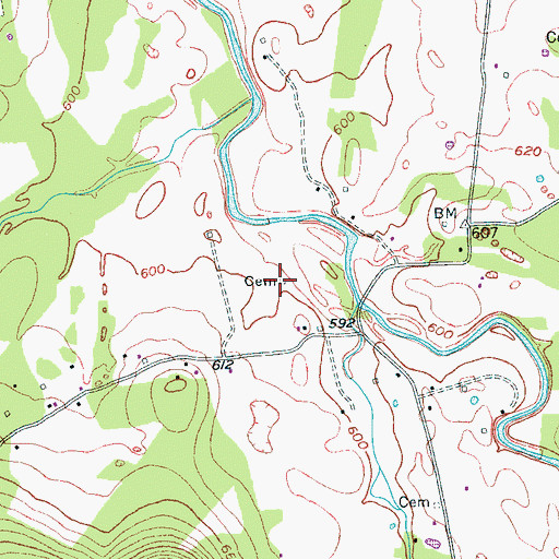 Topographic Map of Brashears Cemetery, TN
