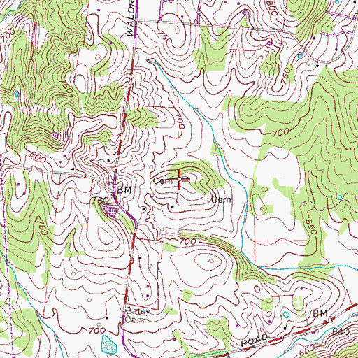 Topographic Map of Brittain Cemetery, TN