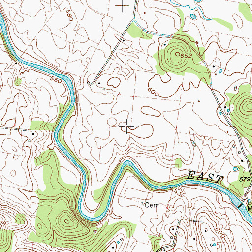 Topographic Map of Brown Cemetery, TN