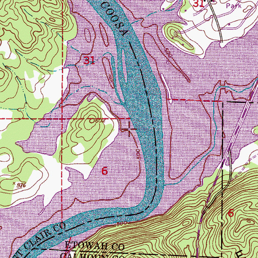 Topographic Map of Beaver Creek Valley, AL