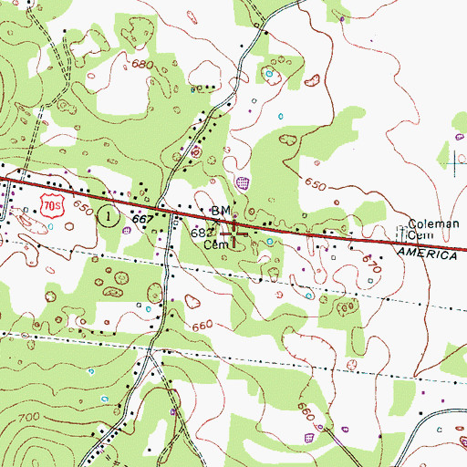 Topographic Map of Butler Cemetery, TN
