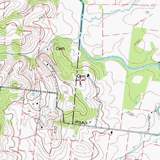Topographic Map of Campbell Cemetery, TN
