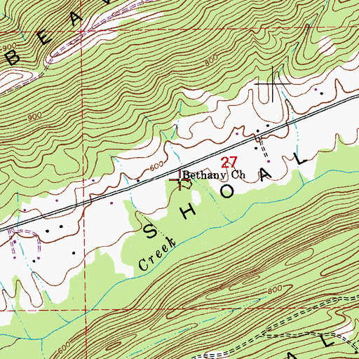 Topographic Map of Bethany Baptist Church, AL