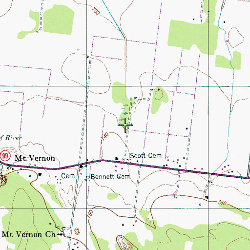 Topographic Map of Carson Cemetery, TN