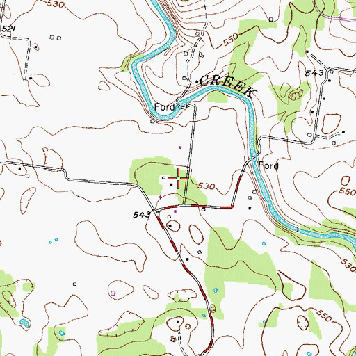 Topographic Map of Charleton Ford Cemetery, TN