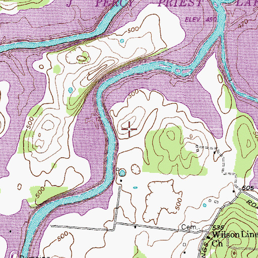 Topographic Map of Clay Cemetery, TN