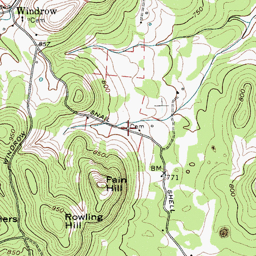 Topographic Map of Comer Cemetery, TN
