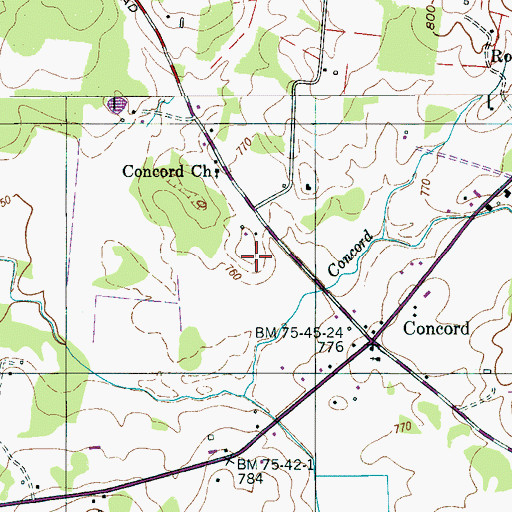 Topographic Map of Covington Cemetery, TN