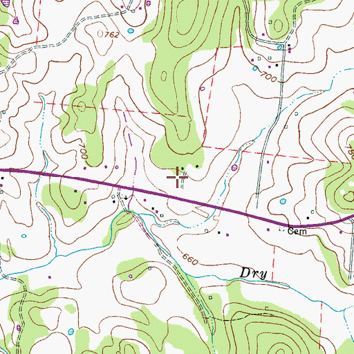 Topographic Map of Craddock Cemetery, TN