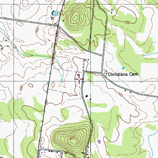 Topographic Map of Daniel Cemetery, TN