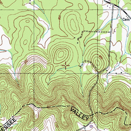 Topographic Map of Delbridge Cemetery, TN