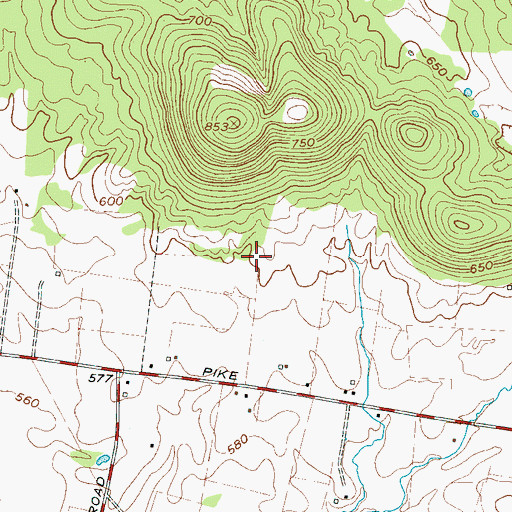Topographic Map of Dillon Cemetery, TN