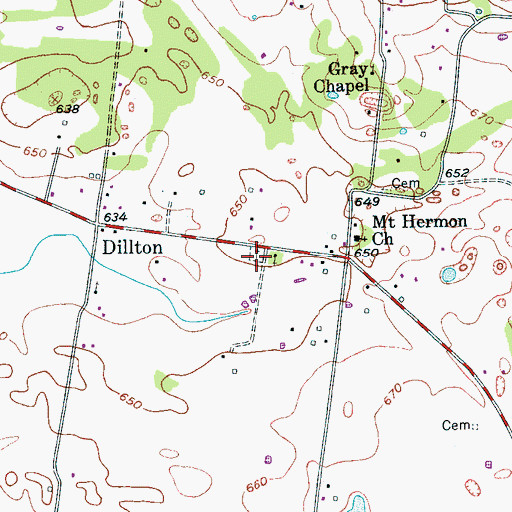 Topographic Map of Dilton Cemetery, TN