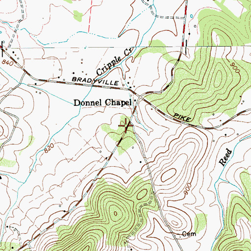 Topographic Map of Donnell Cemetery, TN