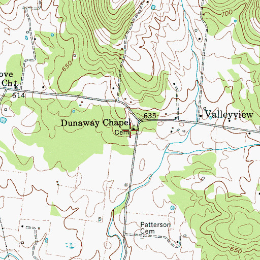 Topographic Map of Dunaway Chapel Cemetery, TN