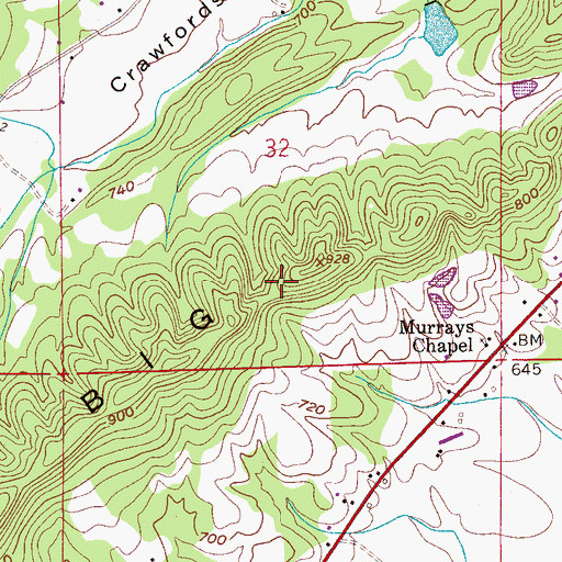 Topographic Map of Big Ridge, AL