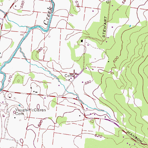 Topographic Map of Edwards Cemetery, TN