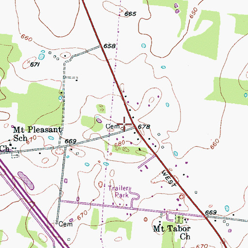 Topographic Map of Elam-Snell Cemetery, TN