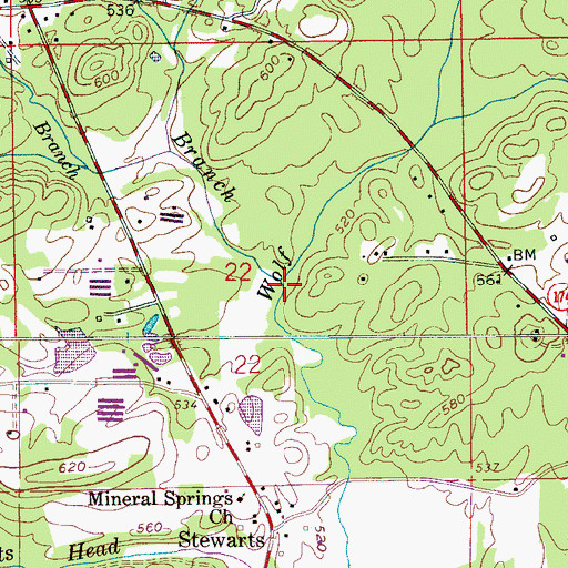 Topographic Map of Black Ankle Branch, AL