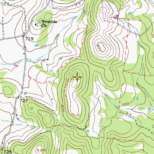 Topographic Map of Elrod Cemetery, TN