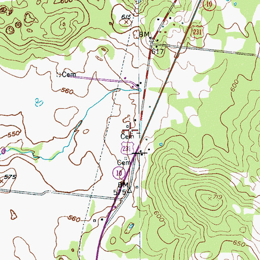 Topographic Map of Estes Cemetery, TN