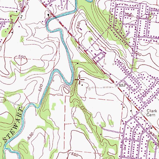 Topographic Map of Etter Cemetery, TN