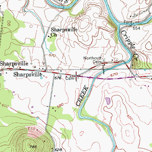 Topographic Map of Fathera Cemetery, TN