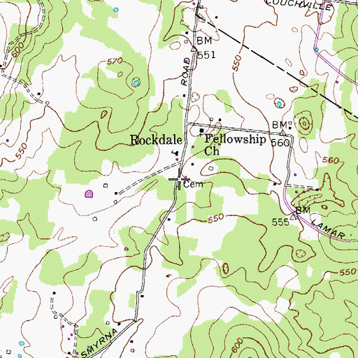 Topographic Map of Fellowship Cemetery, TN