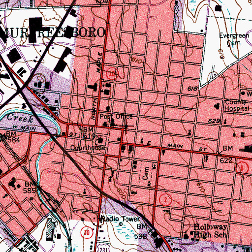 Topographic Map of First Presbyterian Church, TN
