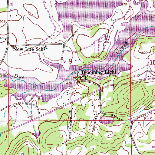 Topographic Map of Blooming Light Church, AL