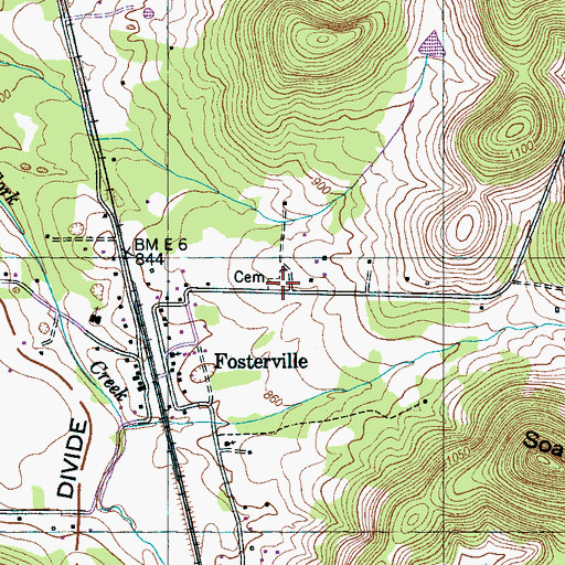 Topographic Map of Fosterville Cemetery, TN