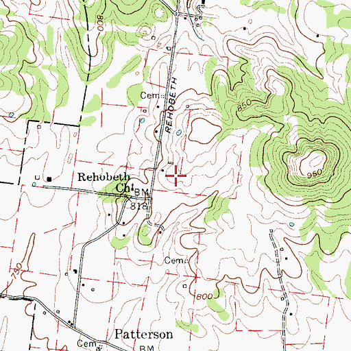 Topographic Map of Freeman Cemetery, TN